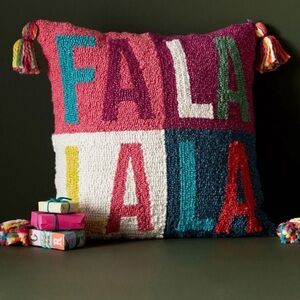 Set of 2 Anthropologie “Fa La La” Pillows 🎄 
(darker colors)